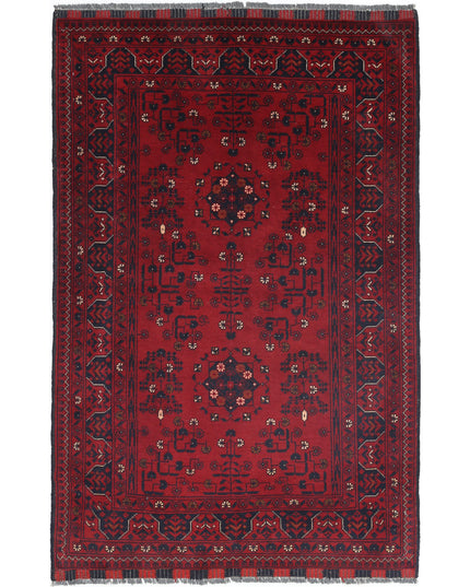 Afghan 3' 2" X 5' 0" Hand Knotted Wool Rug 3' 2" X 5' 0" (97 X 152) / Red / Wool