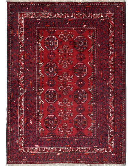 Afghan 3' 5" X 4' 8" Hand Knotted Wool Rug 3' 5" X 4' 8" (104 X 142) / Red / Wool