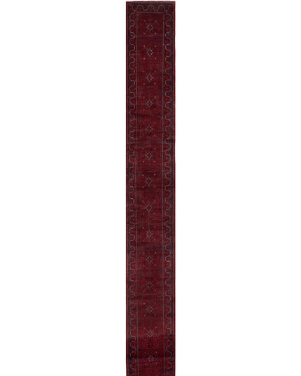 Afghan 2' 7" X 24' 7" Hand Knotted Wool Rug 2' 7" X 24' 7" (79 X 749) / Red / Wool