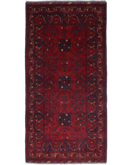 Afghan 3' 3" X 6' 4" Hand Knotted Wool Rug 3' 3" X 6' 4" (99 X 193) / Red / Wool