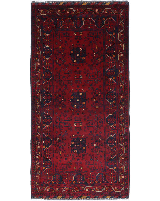 Afghan 3' 3" X 6' 4" Hand Knotted Wool Rug 3' 3" X 6' 4" (99 X 193) / Red / Wool