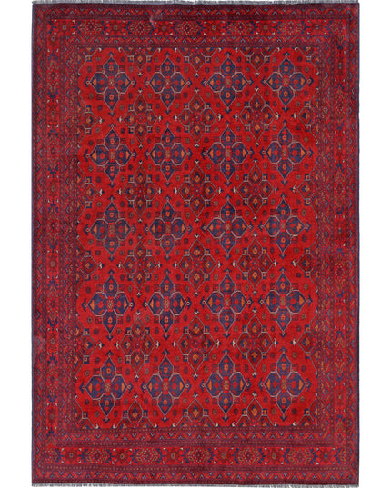 Afghan 6' 5" X 9' 8" Hand Knotted Wool Rug 6' 5" X 9' 8" (196 X 295) / Red / Wool