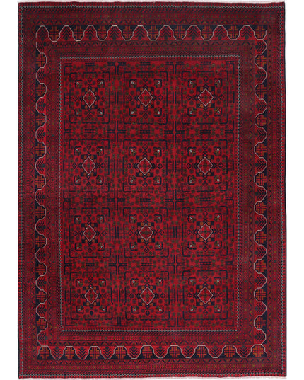 Afghan 6' 6" X 9' 1" Hand Knotted Wool Rug 6' 6" X 9' 1" (198 X 277) / Red / Wool