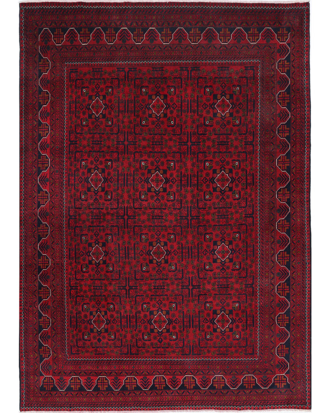 Afghan 6' 6" X 9' 1" Hand Knotted Wool Rug 6' 6" X 9' 1" (198 X 277) / Red / Wool