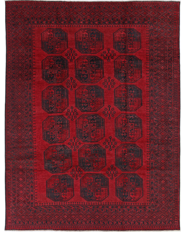 Afghan 8' 2" X 10' 11" Hand Knotted Wool Rug 8' 2" X 10' 11" (249 X 333) / Red / Wool
