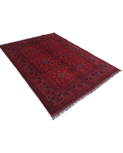 Afghan 5' 6" X 7' 5" Hand Knotted Wool Rug 5' 6" X 7' 5" (168 X 226) / Red / Wool