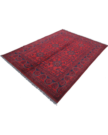 Afghan 5' 6" X 7' 5" Hand Knotted Wool Rug 5' 6" X 7' 5" (168 X 226) / Red / Wool