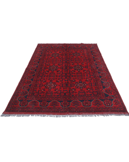 Afghan 5' 6" X 7' 5" Hand Knotted Wool Rug 5' 6" X 7' 5" (168 X 226) / Red / Wool