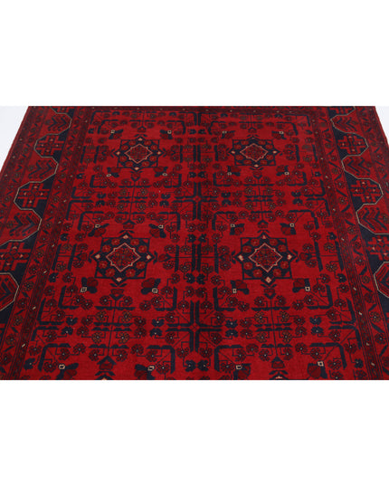 Afghan 5' 6" X 7' 5" Hand Knotted Wool Rug 5' 6" X 7' 5" (168 X 226) / Red / Wool