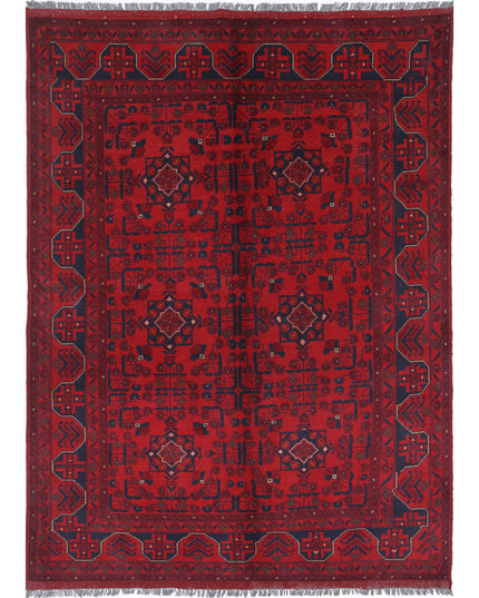 Afghan 5' 6" X 7' 5" Hand Knotted Wool Rug 5' 6" X 7' 5" (168 X 226) / Red / Wool