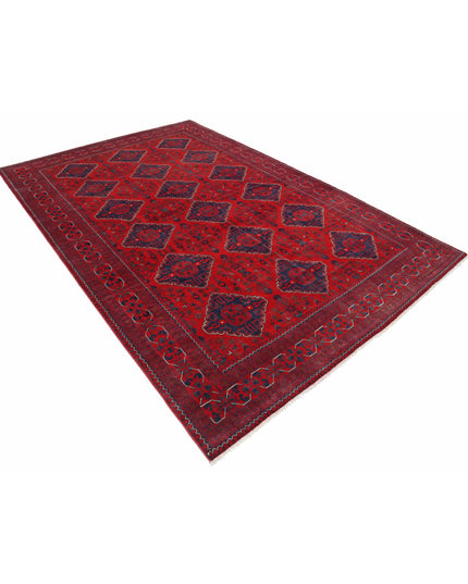 Afghan 6' 6" X 9' 10" Hand Knotted Wool Rug 6' 6" X 9' 10" (198 X 300) / Red / Wool