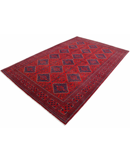 Afghan 6' 6" X 9' 10" Hand Knotted Wool Rug 6' 6" X 9' 10" (198 X 300) / Red / Wool