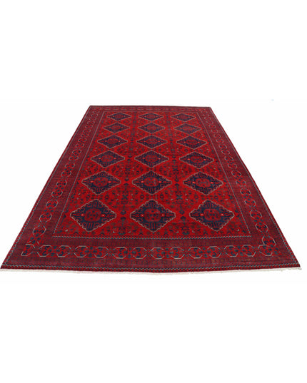 Afghan 6' 6" X 9' 10" Hand Knotted Wool Rug 6' 6" X 9' 10" (198 X 300) / Red / Wool