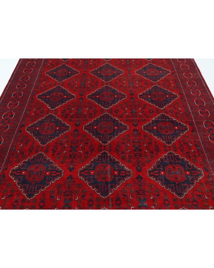 Afghan 6' 6" X 9' 10" Hand Knotted Wool Rug 6' 6" X 9' 10" (198 X 300) / Red / Wool