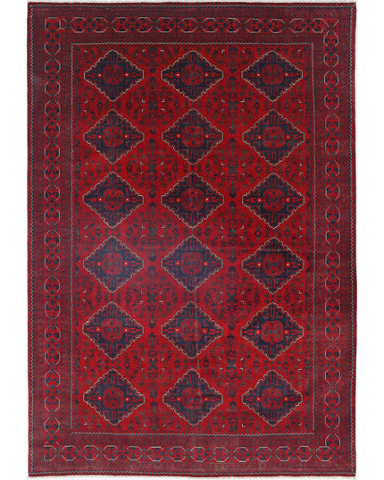 Afghan 6' 6" X 9' 10" Hand Knotted Wool Rug 6' 6" X 9' 10" (198 X 300) / Red / Wool