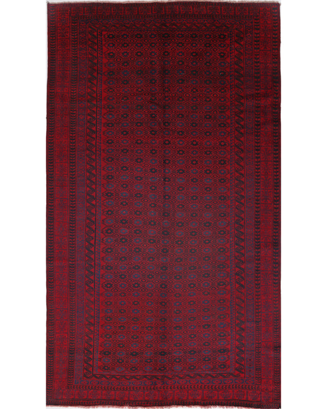 Afghan 6' 2" X 11' 0" Hand Knotted Wool Rug 6' 2" X 11' 0" (188 X 335) / Red / Wool