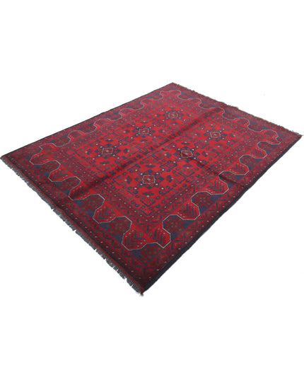 Afghan 4' 10" X 6' 4" Hand Knotted Wool Rug 4' 10" X 6' 4" (147 X 193) / Red / Wool