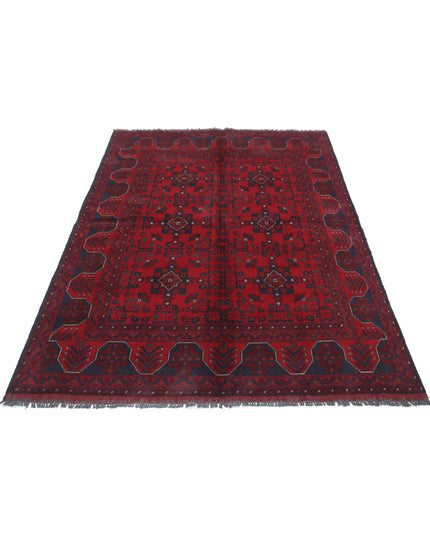 Afghan 4' 10" X 6' 4" Hand Knotted Wool Rug 4' 10" X 6' 4" (147 X 193) / Red / Wool