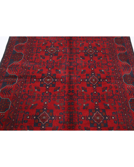 Afghan 4' 10" X 6' 4" Hand Knotted Wool Rug 4' 10" X 6' 4" (147 X 193) / Red / Wool