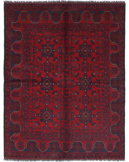 Afghan 4' 10" X 6' 4" Hand Knotted Wool Rug 4' 10" X 6' 4" (147 X 193) / Red / Wool