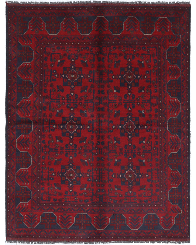 Afghan 4' 10" X 6' 4" Hand Knotted Wool Rug 4' 10" X 6' 4" (147 X 193) / Red / Wool