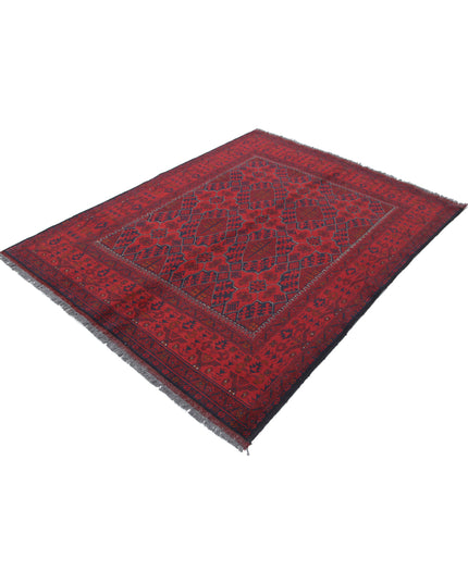 Afghan 4' 11" X 6' 6" Hand Knotted Wool Rug 4' 11" X 6' 6" (150 X 198) / Red / Wool