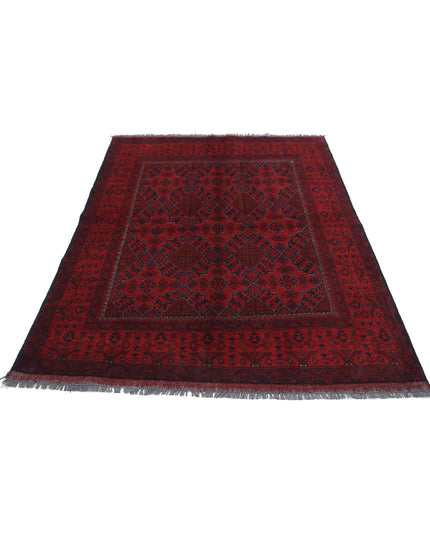 Afghan 4' 11" X 6' 6" Hand Knotted Wool Rug 4' 11" X 6' 6" (150 X 198) / Red / Wool