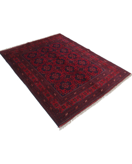 Afghan 4' 11" X 6' 4" Hand Knotted Wool Rug 4' 11" X 6' 4" (150 X 193) / Red / Wool