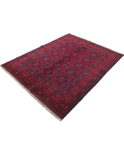 Afghan 4' 11" X 6' 4" Hand Knotted Wool Rug 4' 11" X 6' 4" (150 X 193) / Red / Wool