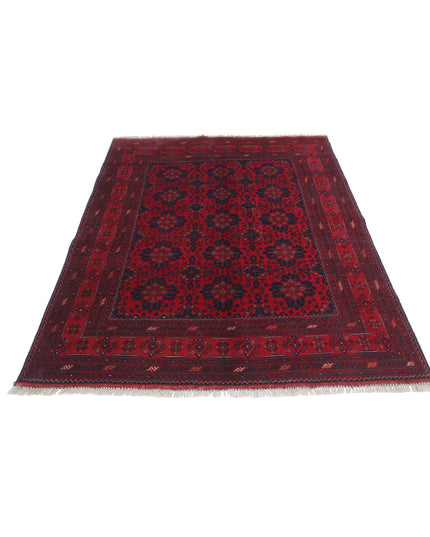 Afghan 4' 11" X 6' 4" Hand Knotted Wool Rug 4' 11" X 6' 4" (150 X 193) / Red / Wool