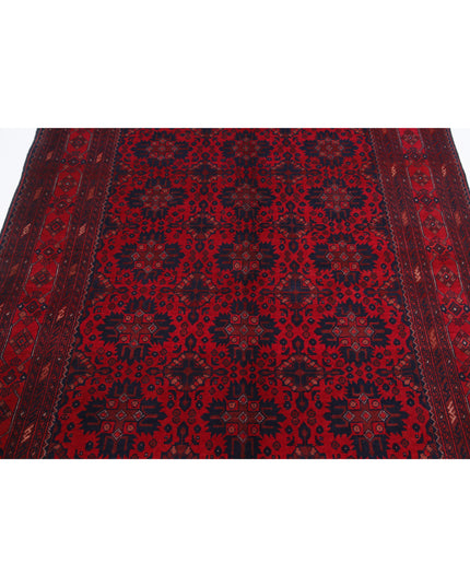 Afghan 4' 11" X 6' 4" Hand Knotted Wool Rug 4' 11" X 6' 4" (150 X 193) / Red / Wool