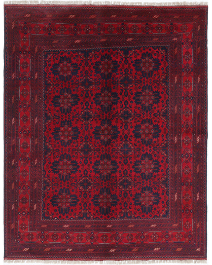 Afghan 4' 11" X 6' 4" Hand Knotted Wool Rug 4' 11" X 6' 4" (150 X 193) / Red / Wool
