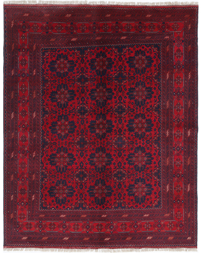 Afghan 4' 11" X 6' 4" Hand Knotted Wool Rug 4' 11" X 6' 4" (150 X 193) / Red / Wool