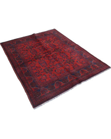 Afghan 4' 10" X 6' 4" Hand Knotted Wool Rug 4' 10" X 6' 4" (147 X 193) / Red / Wool