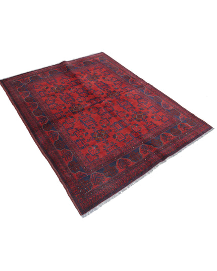 Afghan 4' 10" X 6' 4" Hand Knotted Wool Rug 4' 10" X 6' 4" (147 X 193) / Red / Wool