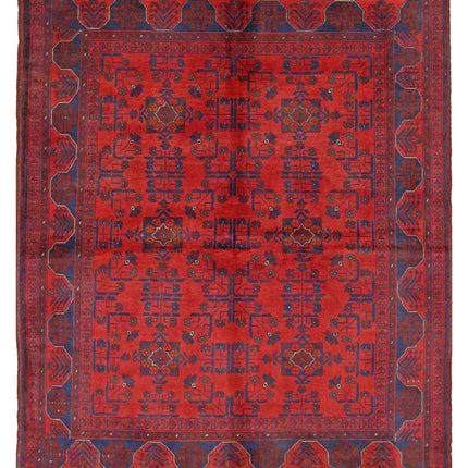 Afghan 4' 10" X 6' 4" Hand Knotted Wool Rug 4' 10" X 6' 4" (147 X 193) / Red / Wool