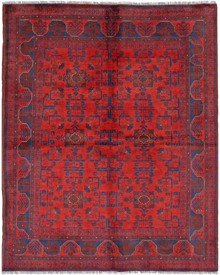 Afghan 4' 10" X 6' 4" Hand Knotted Wool Rug 4' 10" X 6' 4" (147 X 193) / Red / Wool