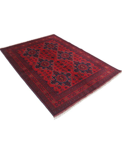 Afghan 5' 0" X 6' 8" Hand Knotted Wool Rug 5' 0" X 6' 8" (152 X 203) / Red / Wool