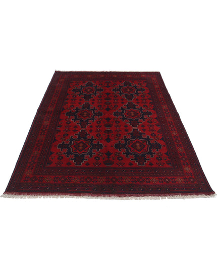 Afghan 5' 0" X 6' 8" Hand Knotted Wool Rug 5' 0" X 6' 8" (152 X 203) / Red / Wool