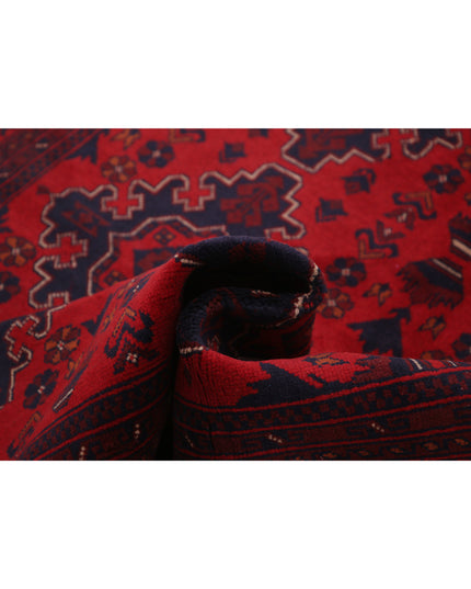 Afghan 5' 0" X 6' 8" Hand Knotted Wool Rug 5' 0" X 6' 8" (152 X 203) / Red / Wool