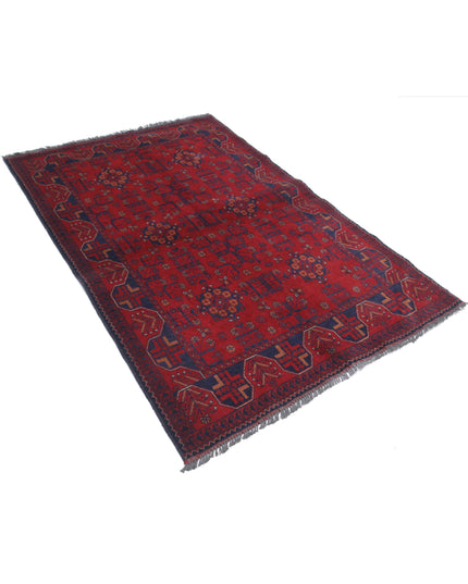 Afghan 4' 2" X 6' 4" Hand Knotted Wool Rug 4' 2" X 6' 4" (127 X 193) / Red / Wool