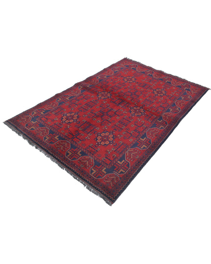 Afghan 4' 2" X 6' 4" Hand Knotted Wool Rug 4' 2" X 6' 4" (127 X 193) / Red / Wool