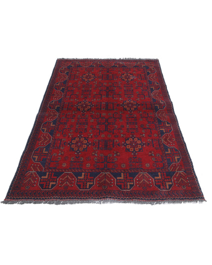 Afghan 4' 2" X 6' 4" Hand Knotted Wool Rug 4' 2" X 6' 4" (127 X 193) / Red / Wool