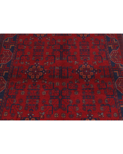Afghan 4' 2" X 6' 4" Hand Knotted Wool Rug 4' 2" X 6' 4" (127 X 193) / Red / Wool