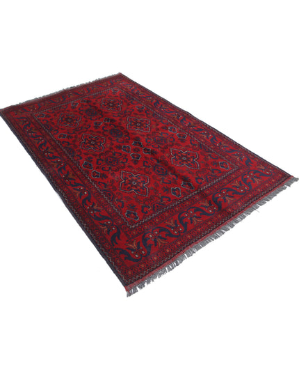 Afghan 4' 4" X 6' 7" Hand Knotted Wool Rug 4' 4" X 6' 7" (132 X 201) / Red / Wool