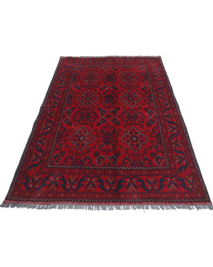 Afghan 4' 4" X 6' 7" Hand Knotted Wool Rug 4' 4" X 6' 7" (132 X 201) / Red / Wool