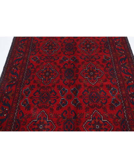 Afghan 4' 4" X 6' 7" Hand Knotted Wool Rug 4' 4" X 6' 7" (132 X 201) / Red / Wool