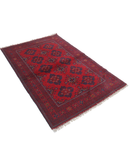 Afghan 4' 1" X 6' 1" Hand Knotted Wool Rug 4' 1" X 6' 1" (124 X 185) / Red / Wool