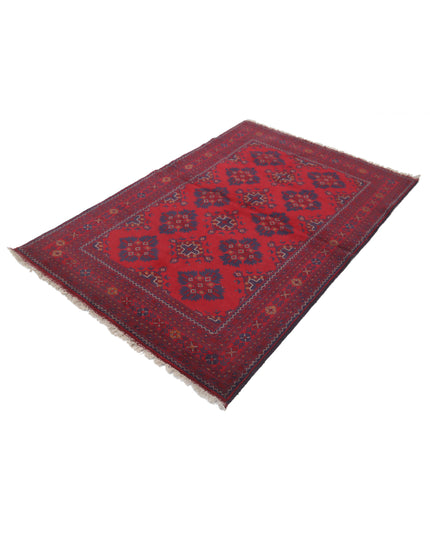 Afghan 4' 1" X 6' 1" Hand Knotted Wool Rug 4' 1" X 6' 1" (124 X 185) / Red / Wool