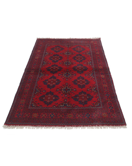 Afghan 4' 1" X 6' 1" Hand Knotted Wool Rug 4' 1" X 6' 1" (124 X 185) / Red / Wool